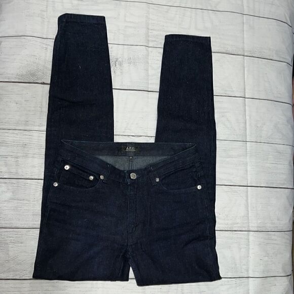 A.P.C Jean Moulant Classic Slim Straight Skinny Denim Jeans Dark sz 24 - Picture 2 of 5